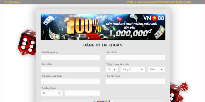 Hướng dẫn đăng ký VN88 1 Nhà cái có uy tín và chất lượng hàng đầu tại Việt Nam